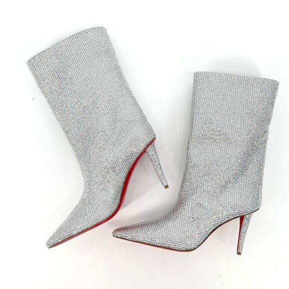 NWOB Christian Louboutin Silver Astrilarge Strass Crystal Ankle Boot size EU 39 - Picture 4 of 11